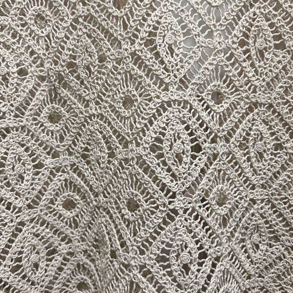 Crochet Tie-Front Short Cardigan in Beige - Picture 7 of 7